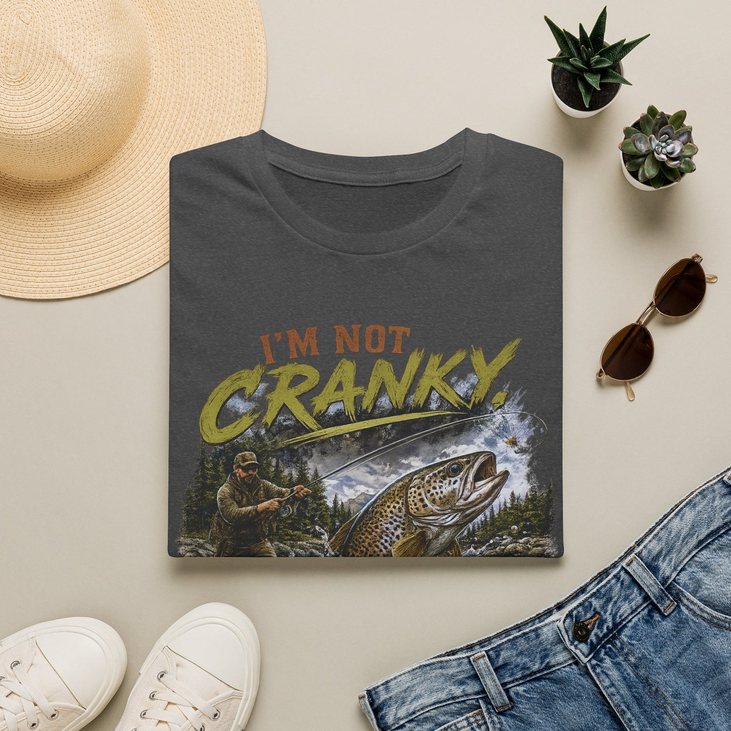 "I’m Not Cranky, I’m Fly" Vintage Trout Fly-Fishing Tee