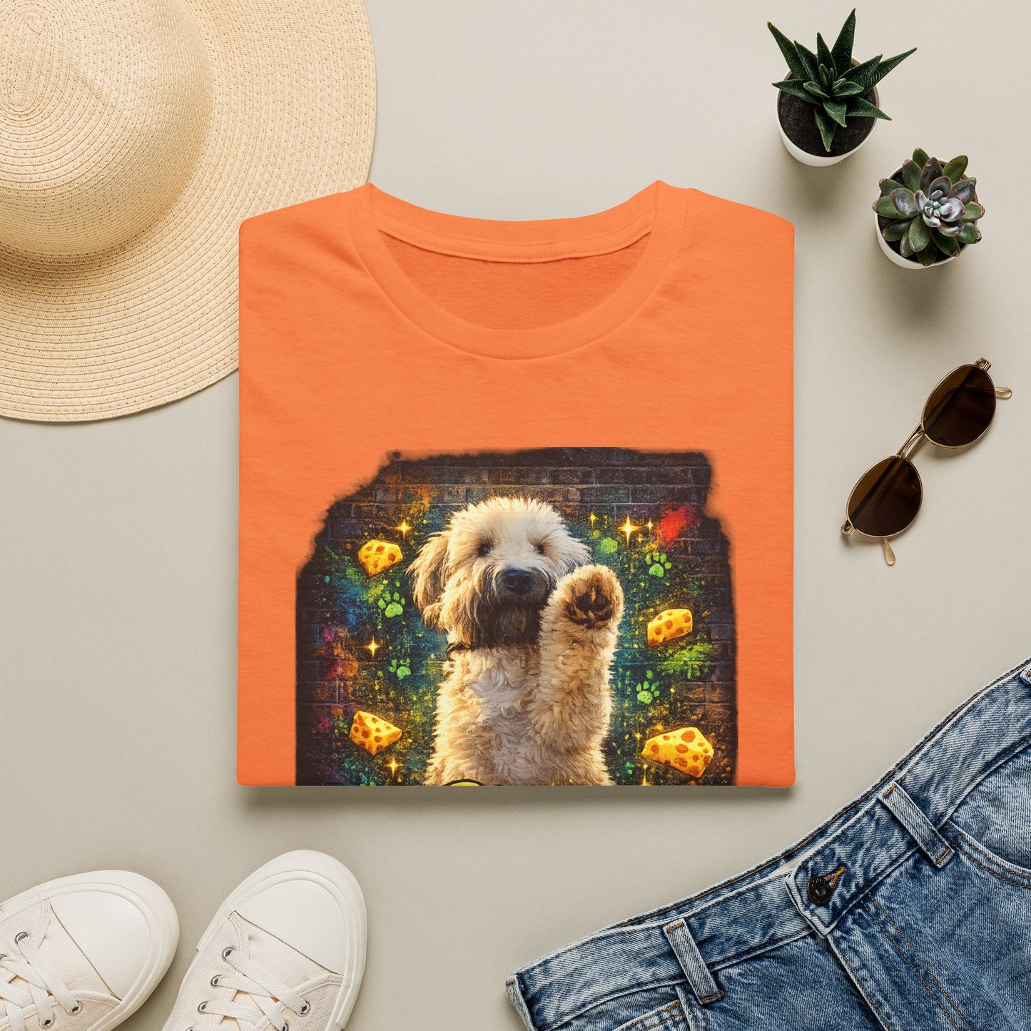 "Stop In the Name of Cheese" Cute Wheaten Puppy Graphic Tee