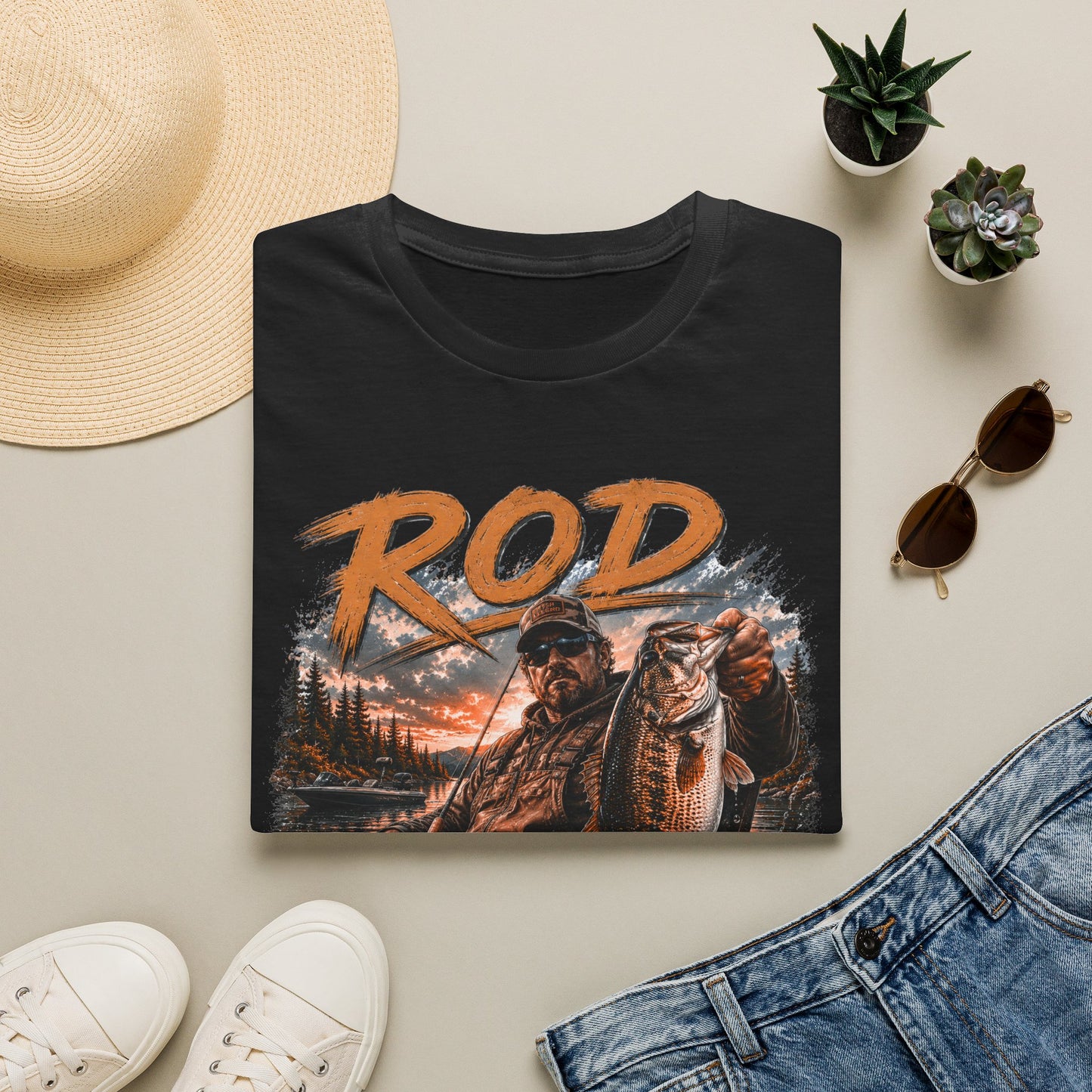 "'Rod Father" Fishing T‑Shirt — Vintage Bass Fisherman Graphic Tee