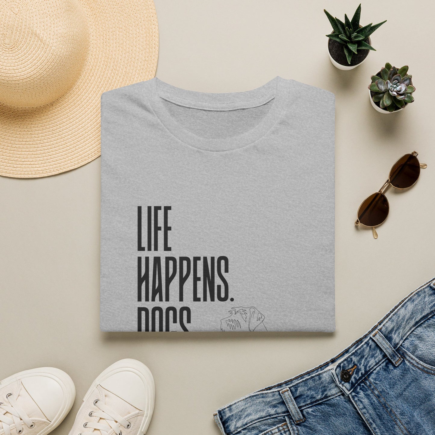 "Life Happens. Dogs Help." Graphic Tee (Casual Pet Lover Shirt)