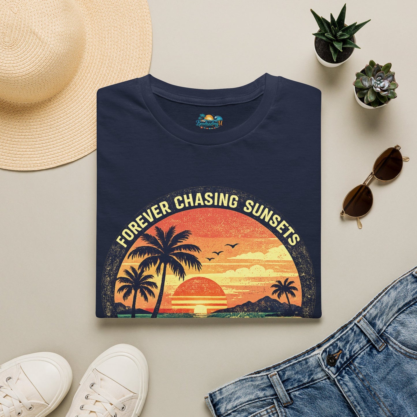 Forever Chasing Sunsets T-Shirt — Vintage Beach Sunset
