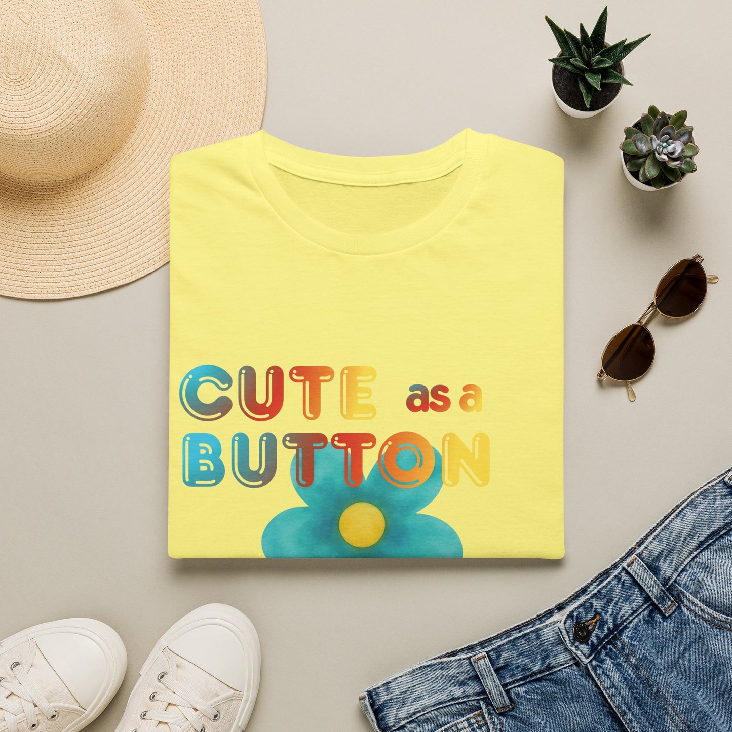 Cute as a Button Graphic Tee — Retro Flower "Cute as a Button, Feral as F*ck"