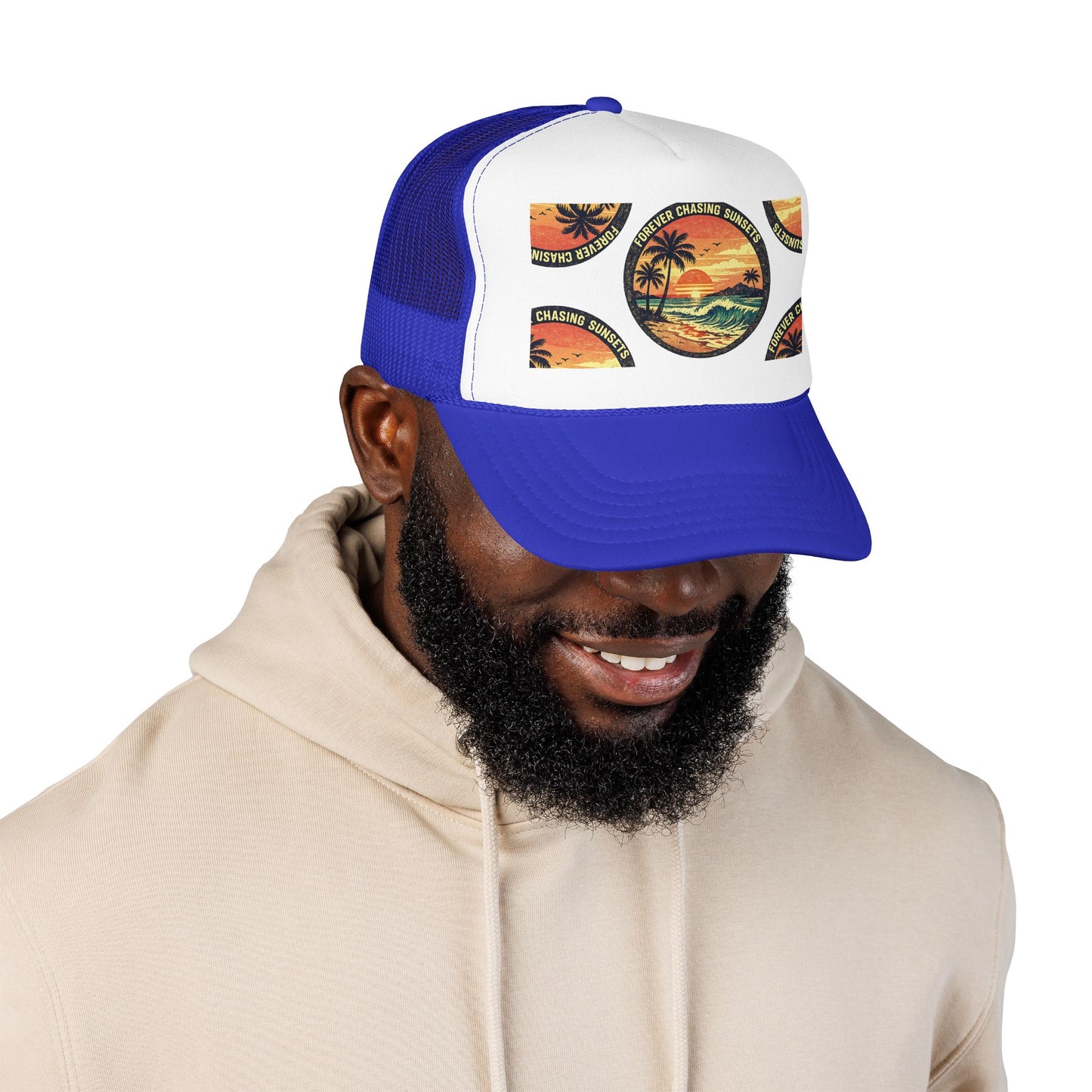 Chasing Sunsets Trucker Hat — Vintage Beach Foam Cap