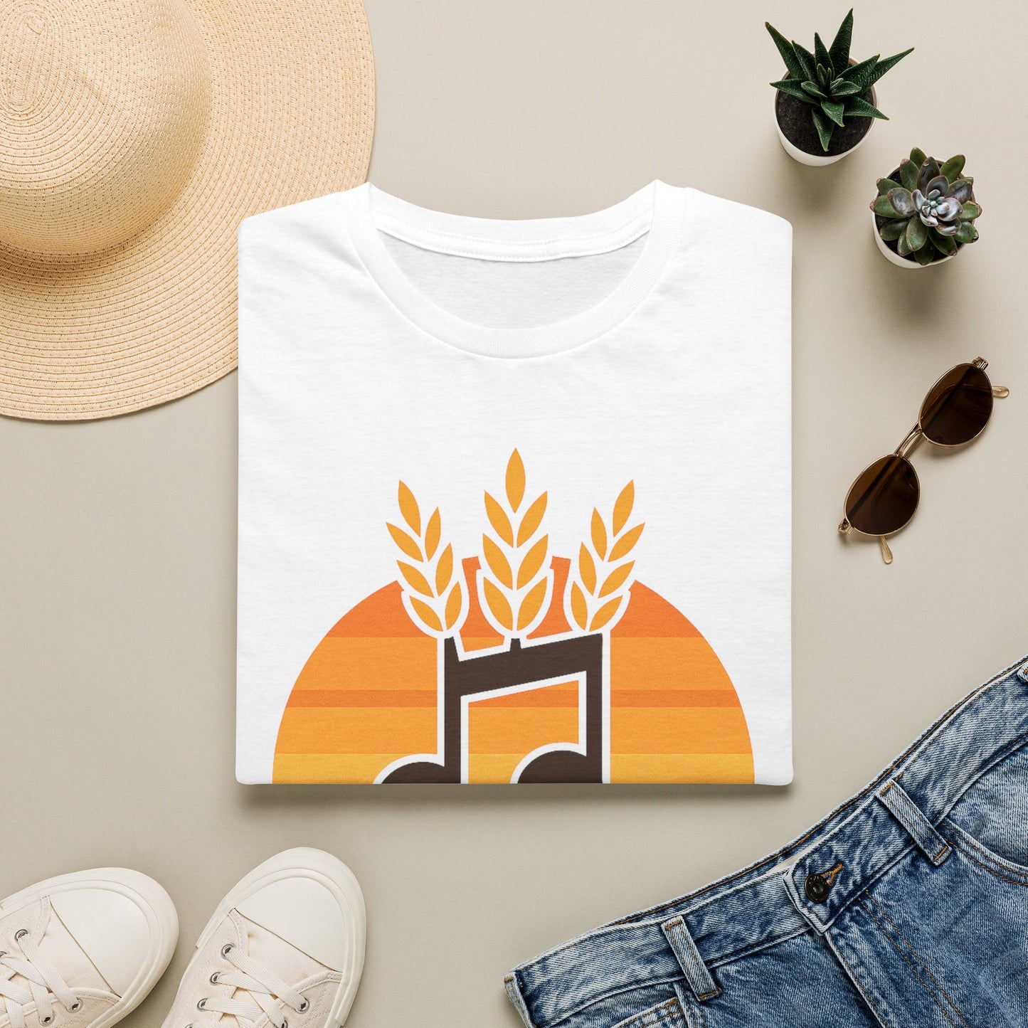 Harvest Harmony T-Shirt | Music Notes with Wheat Sunset