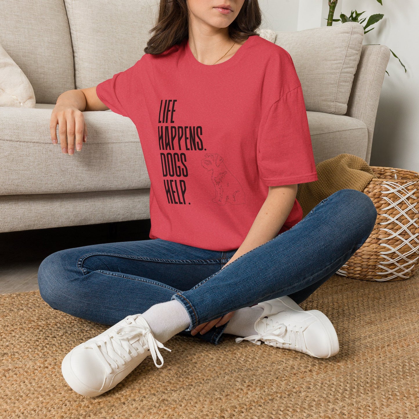 "Life Happens. Dogs Help." Graphic Tee (Casual Pet Lover Shirt)
