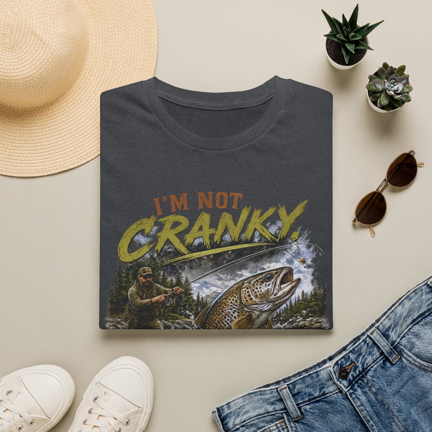"I’m Not Cranky, I’m Fly" Vintage Trout Fly-Fishing Tee
