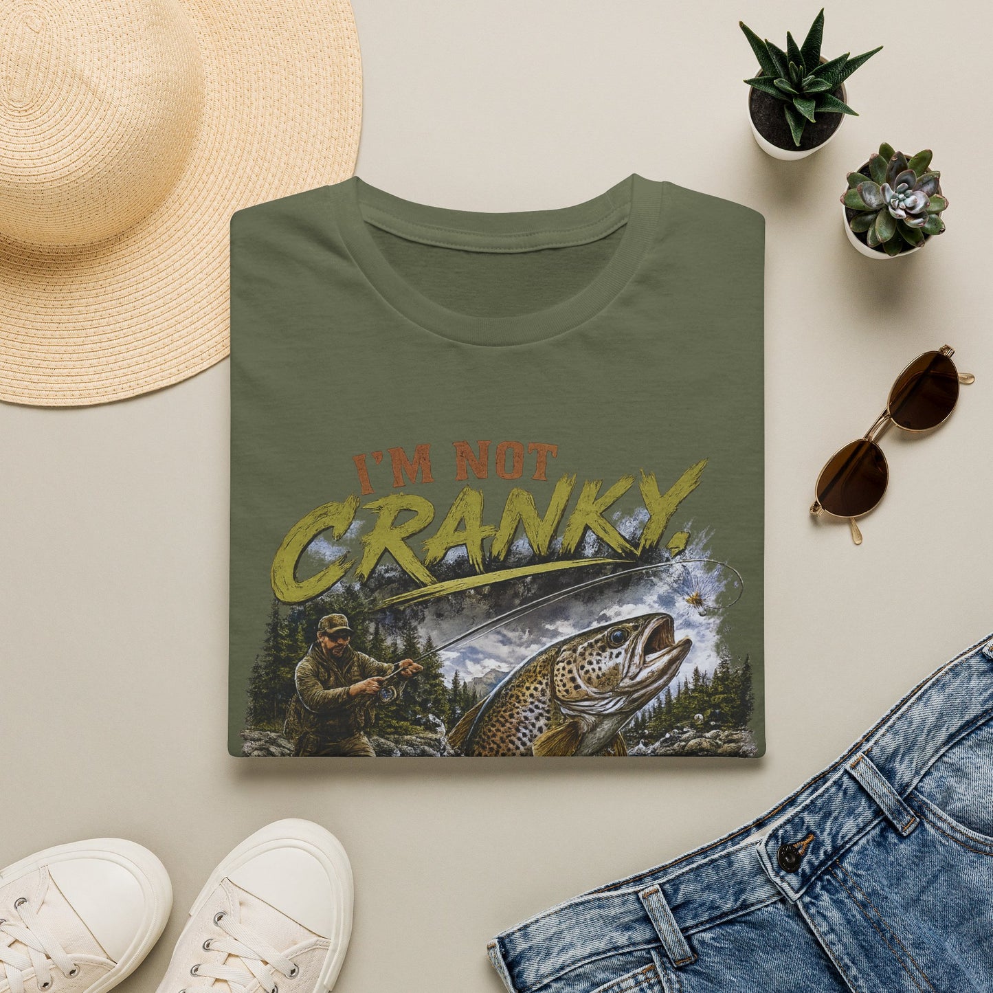"I’m Not Cranky, I’m Fly" Vintage Trout Fly-Fishing Tee
