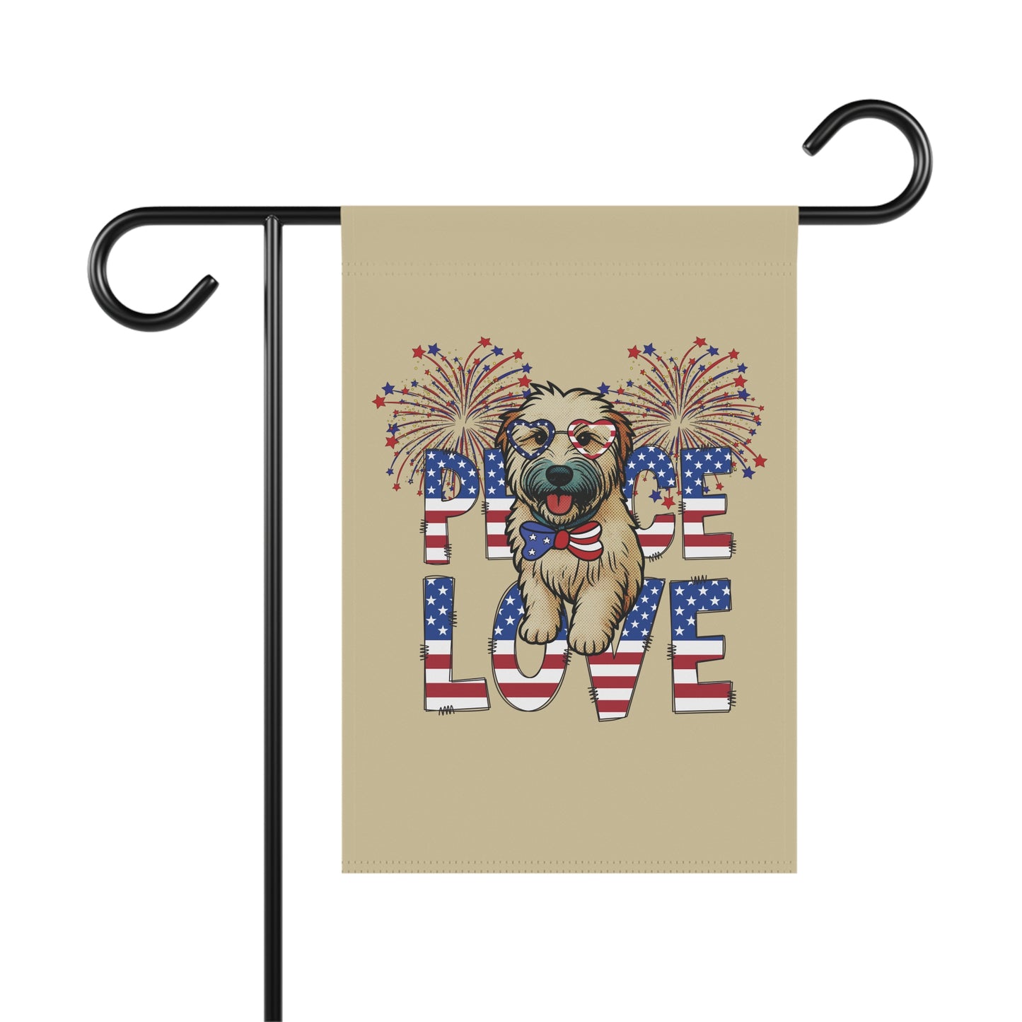 "Peace Love" Patriotic Wheaten Terrier Garden Flag /Banner