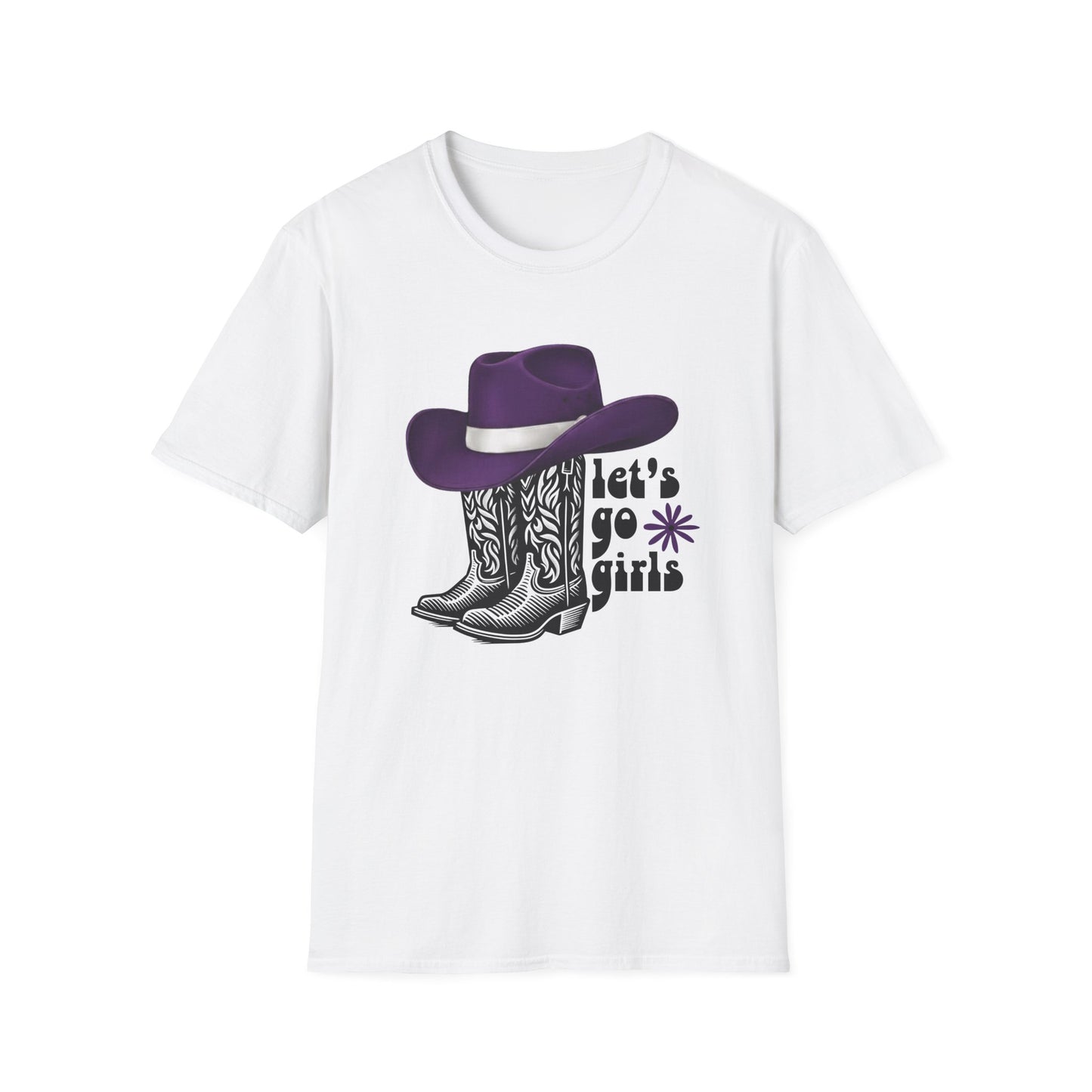 "Let's Go Girls" Cowgirl Boots & Purple Hat Western Graphic Tee