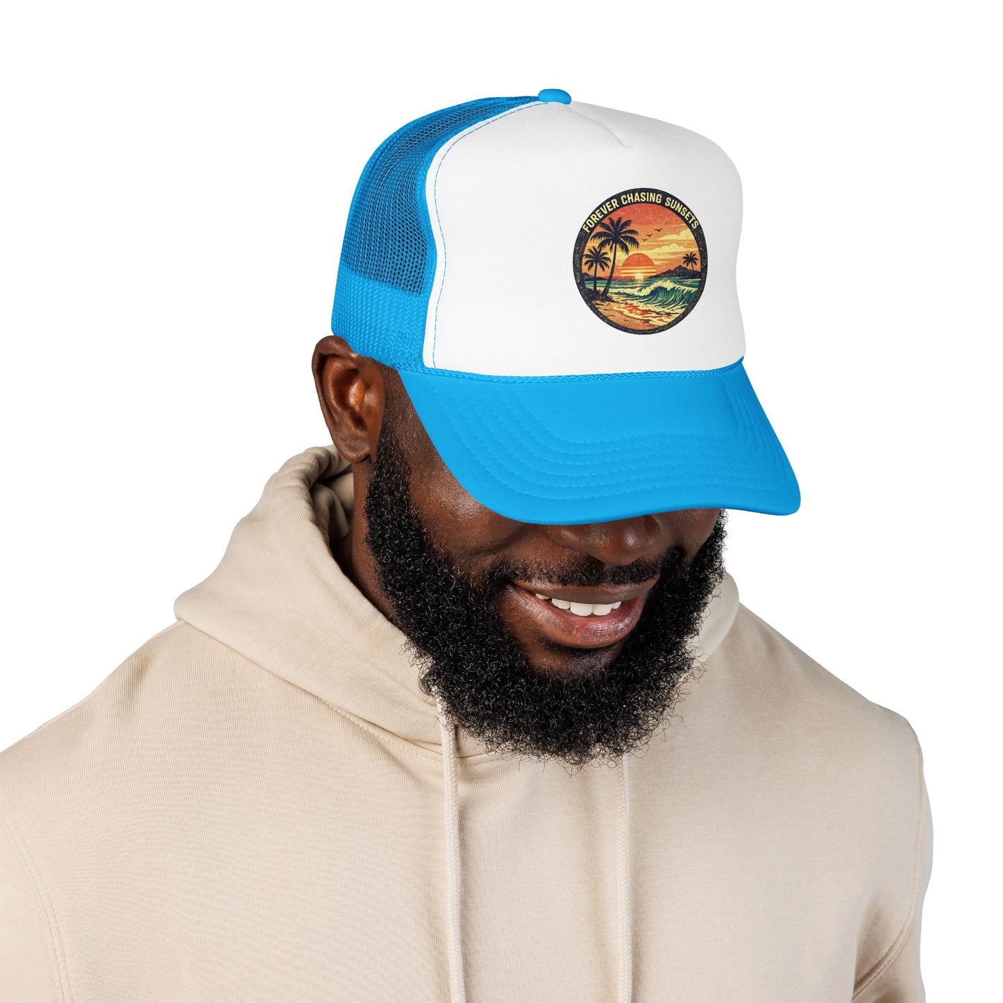 Chasing Sunsets Trucker Hat — Vintage Beach Foam Cap