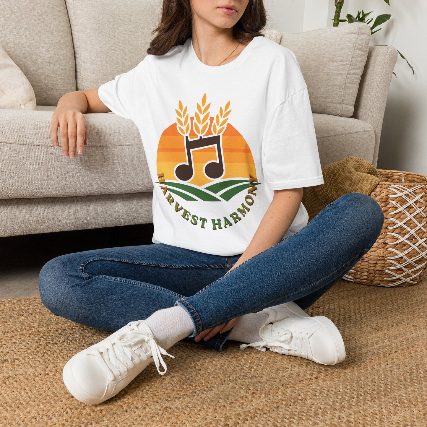Harvest Harmony T-Shirt | Music Notes with Wheat Sunset