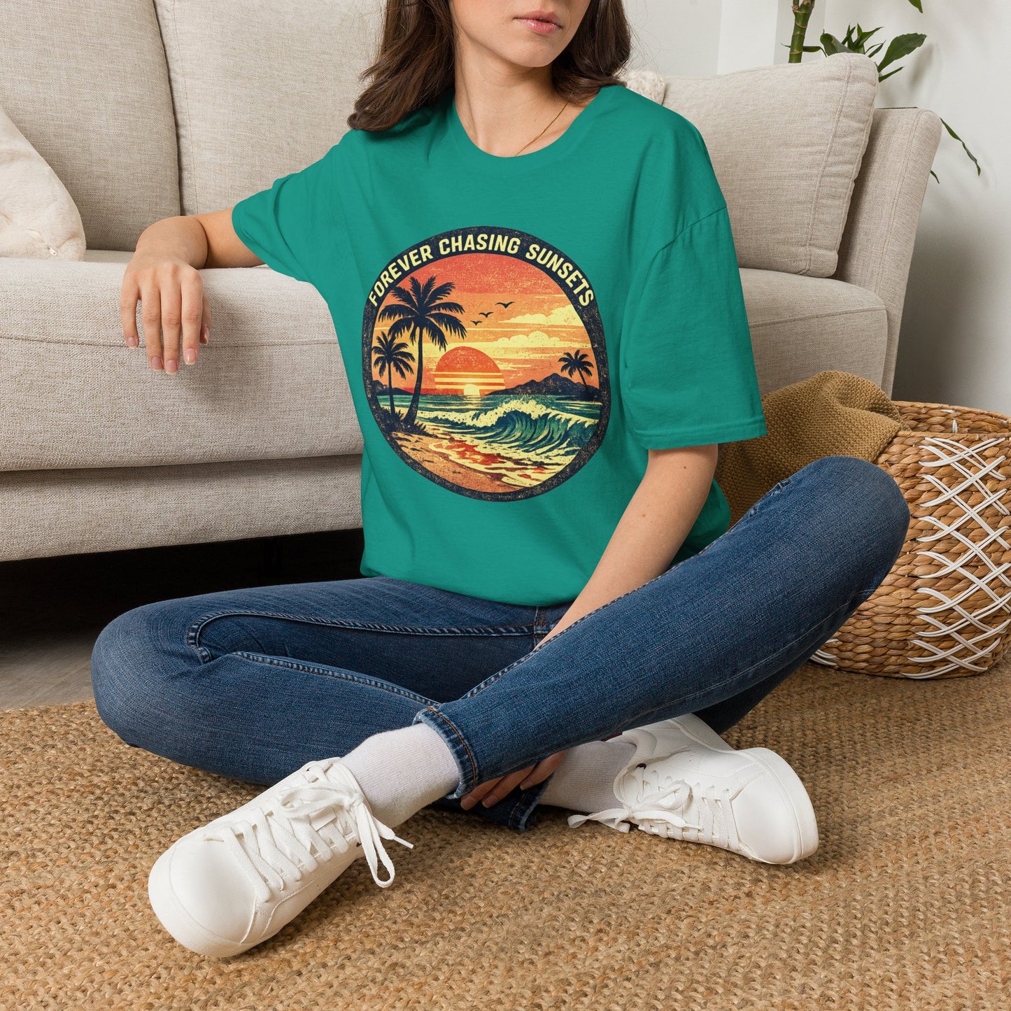 Forever Chasing Sunsets T-Shirt — Vintage Beach Sunset