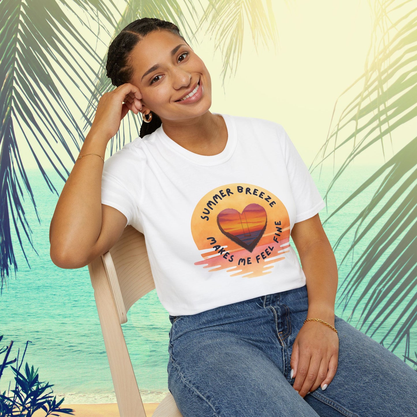 "Summer Breeze Makes Me Feel Fine" -Retro Sunset Heart Tee