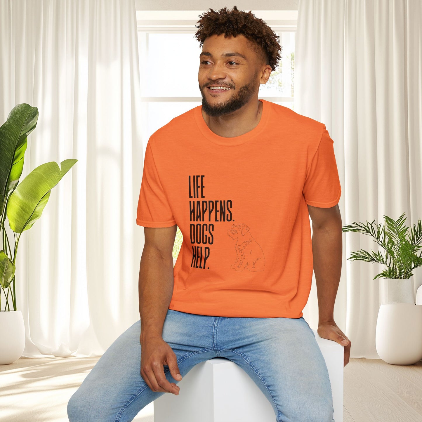 "Life Happens. Dogs Help." Graphic Tee (Casual Pet Lover Shirt)