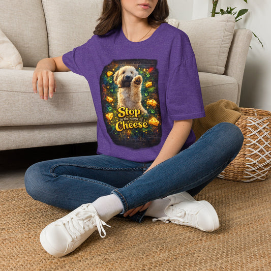 "Stop In the Name of Cheese" Cute Wheaten Puppy Graphic Tee