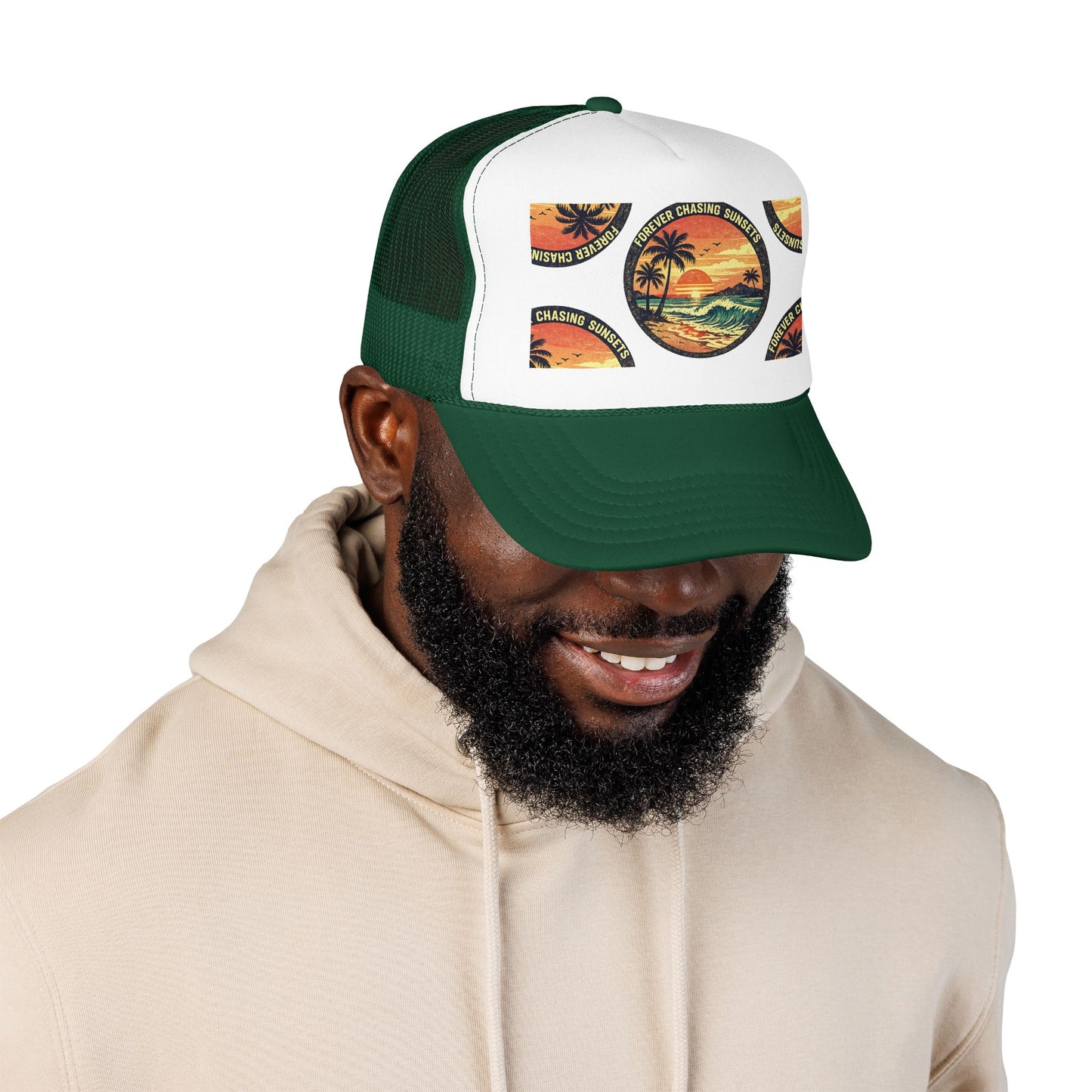 Chasing Sunsets Trucker Hat — Vintage Beach Foam Cap