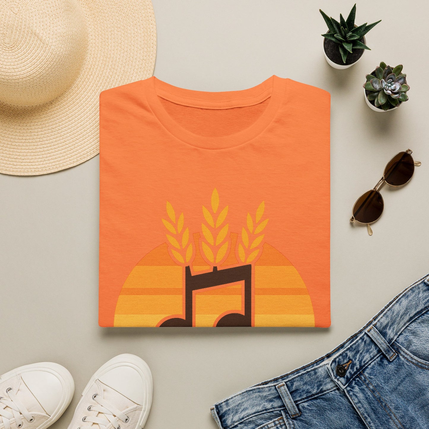 Harvest Harmony T-Shirt | Music Notes with Wheat Sunset