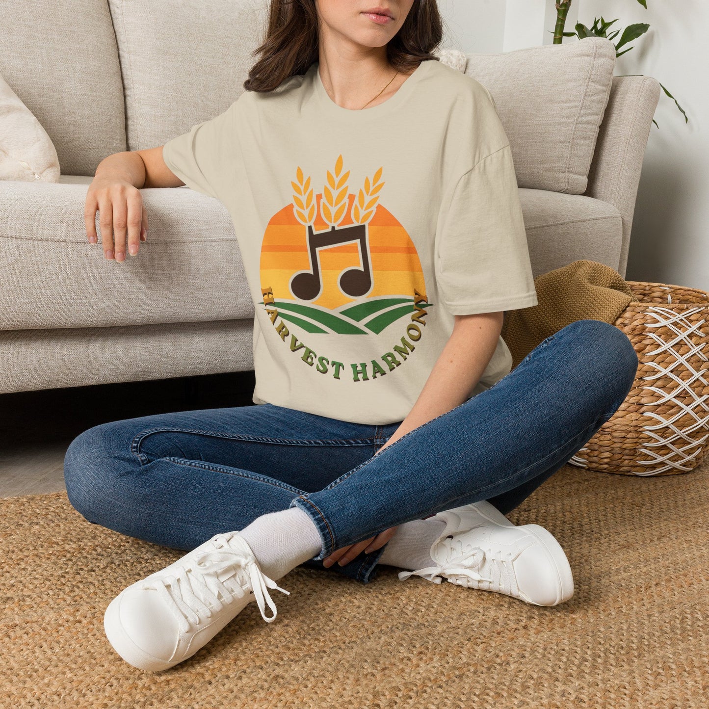 Harvest Harmony T-Shirt | Music Notes with Wheat Sunset