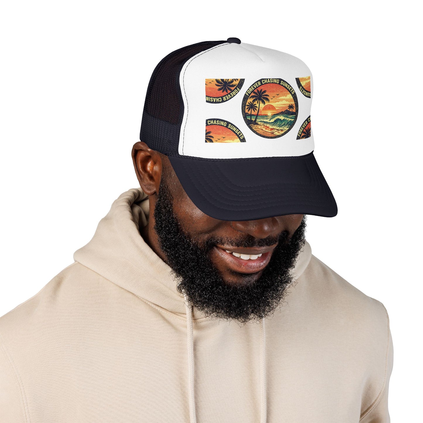 Chasing Sunsets Trucker Hat — Vintage Beach Foam Cap