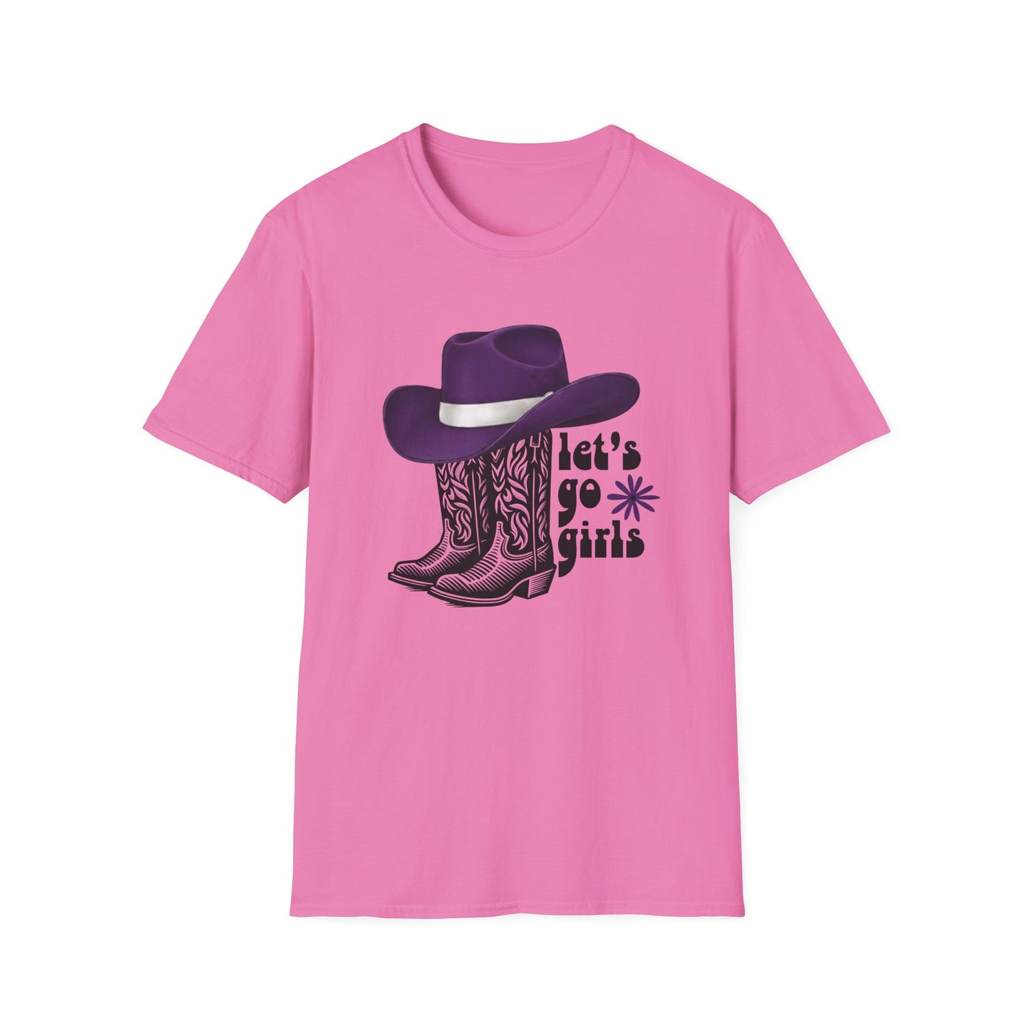"Let's Go Girls" Cowgirl Boots & Purple Hat Western Graphic Tee