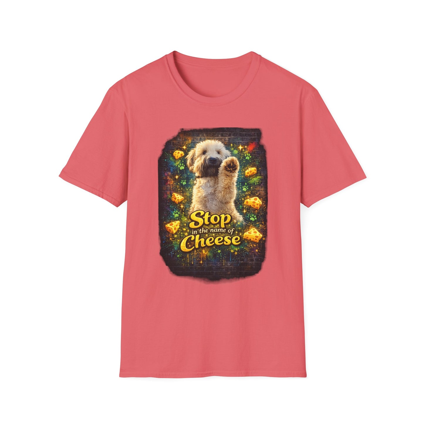 "Stop In the Name of Cheese" Cute Wheaten Puppy Graphic Tee