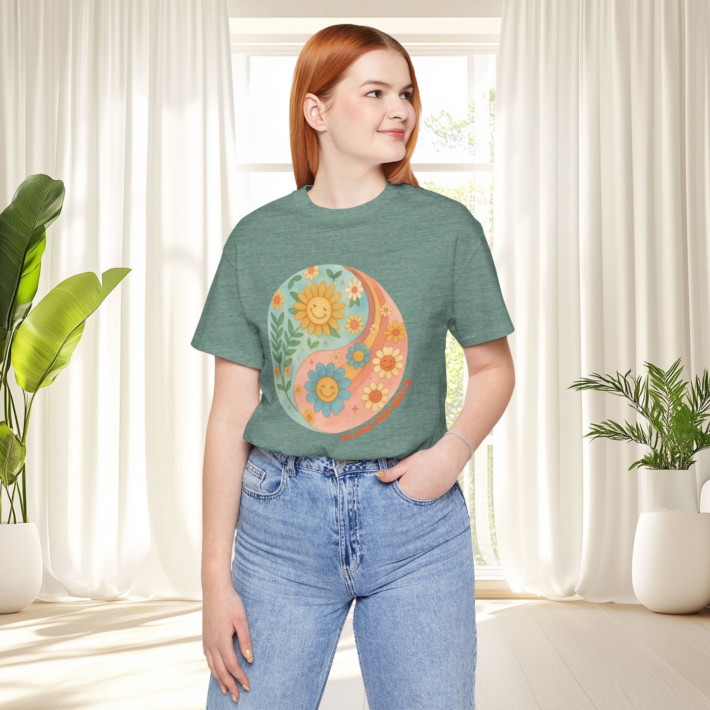 Balance Over Hustle Inspirational Graphic T-Shirt