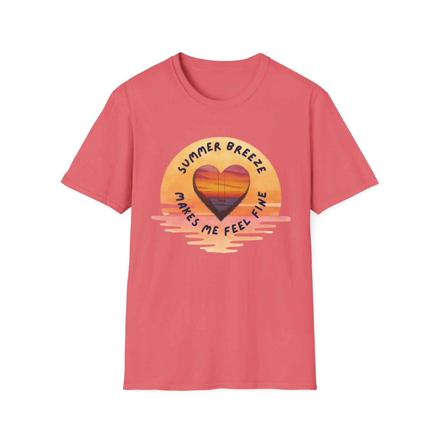 "Summer Breeze Makes Me Feel Fine" -Retro Sunset Heart Tee