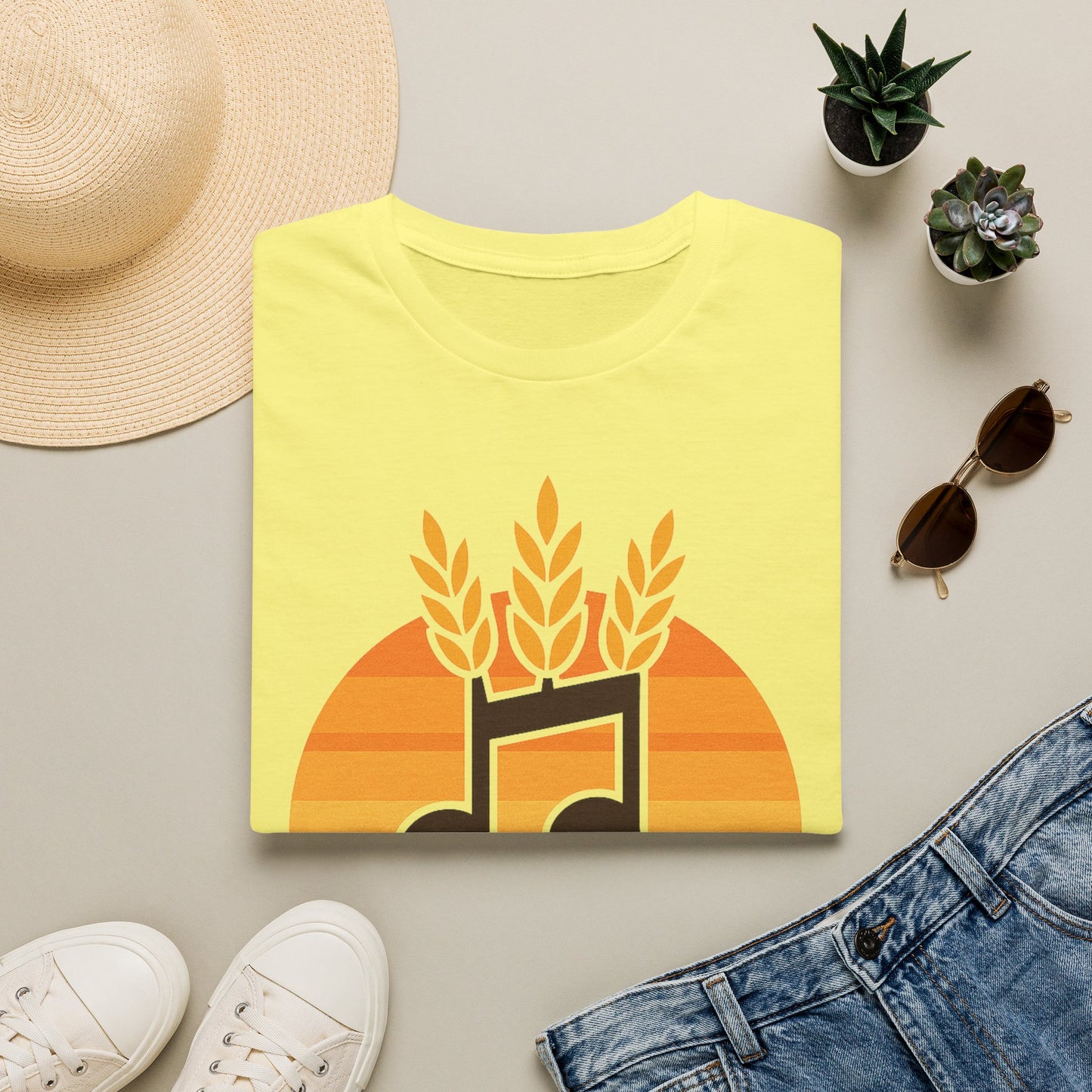 Harvest Harmony T-Shirt | Music Notes with Wheat Sunset