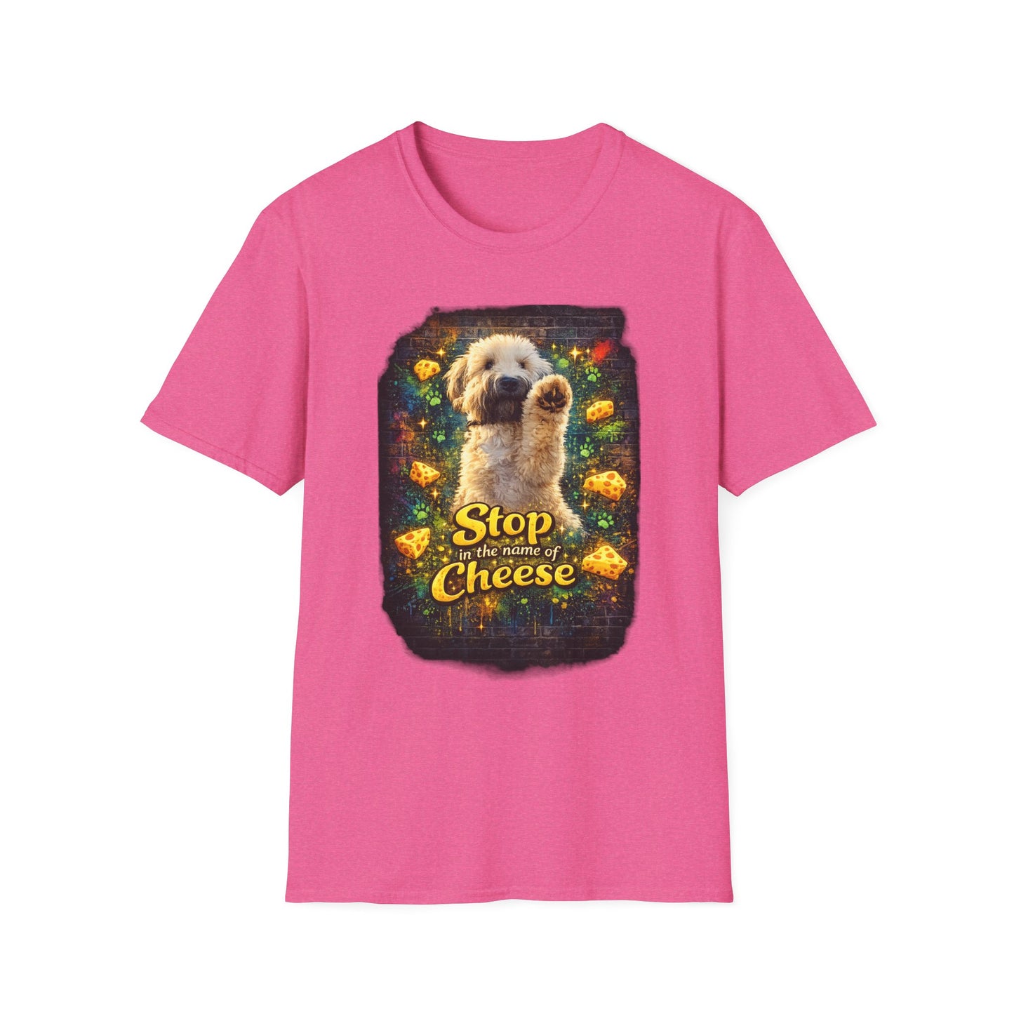 "Stop In the Name of Cheese" Cute Wheaten Puppy Graphic Tee