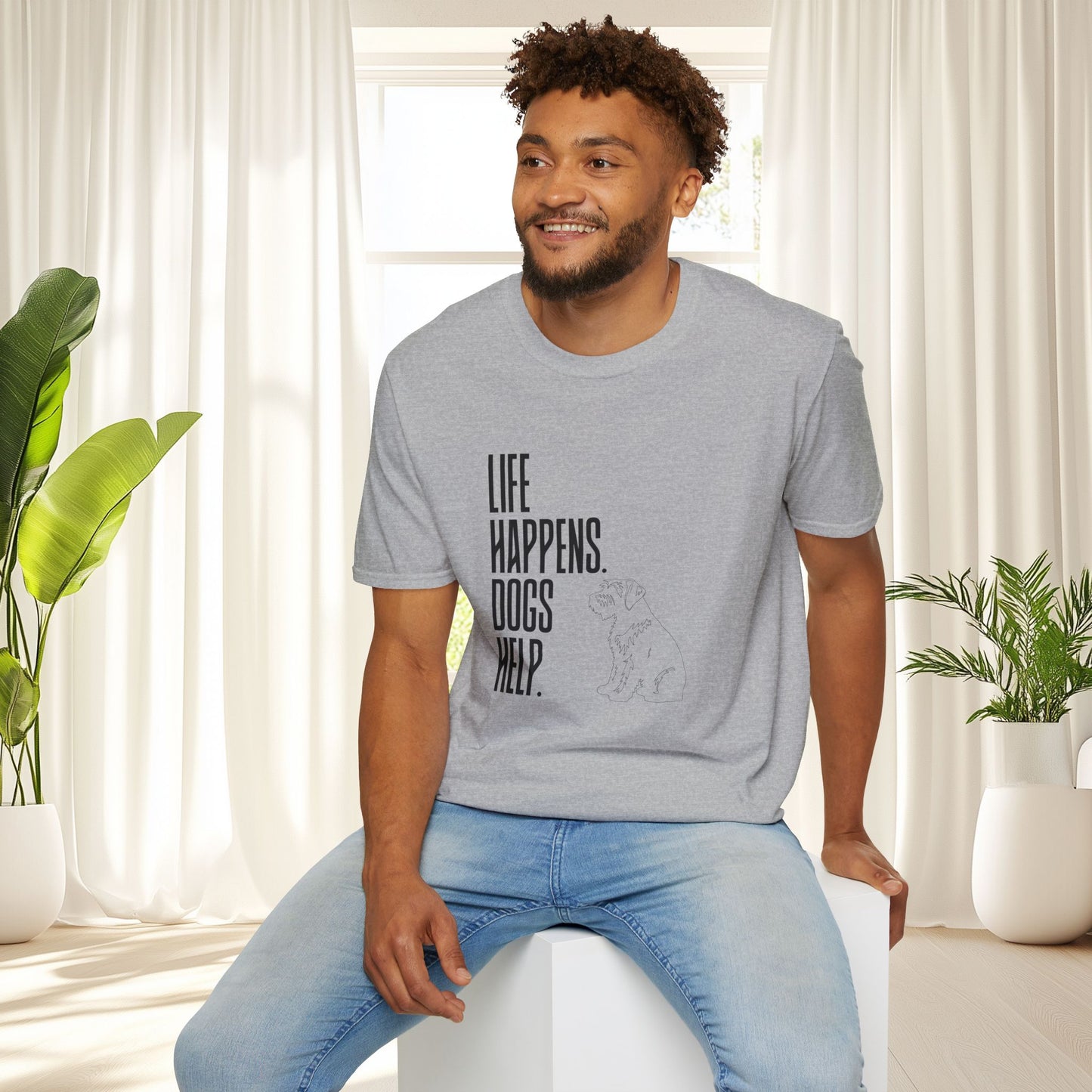 "Life Happens. Dogs Help." Graphic Tee (Casual Pet Lover Shirt)