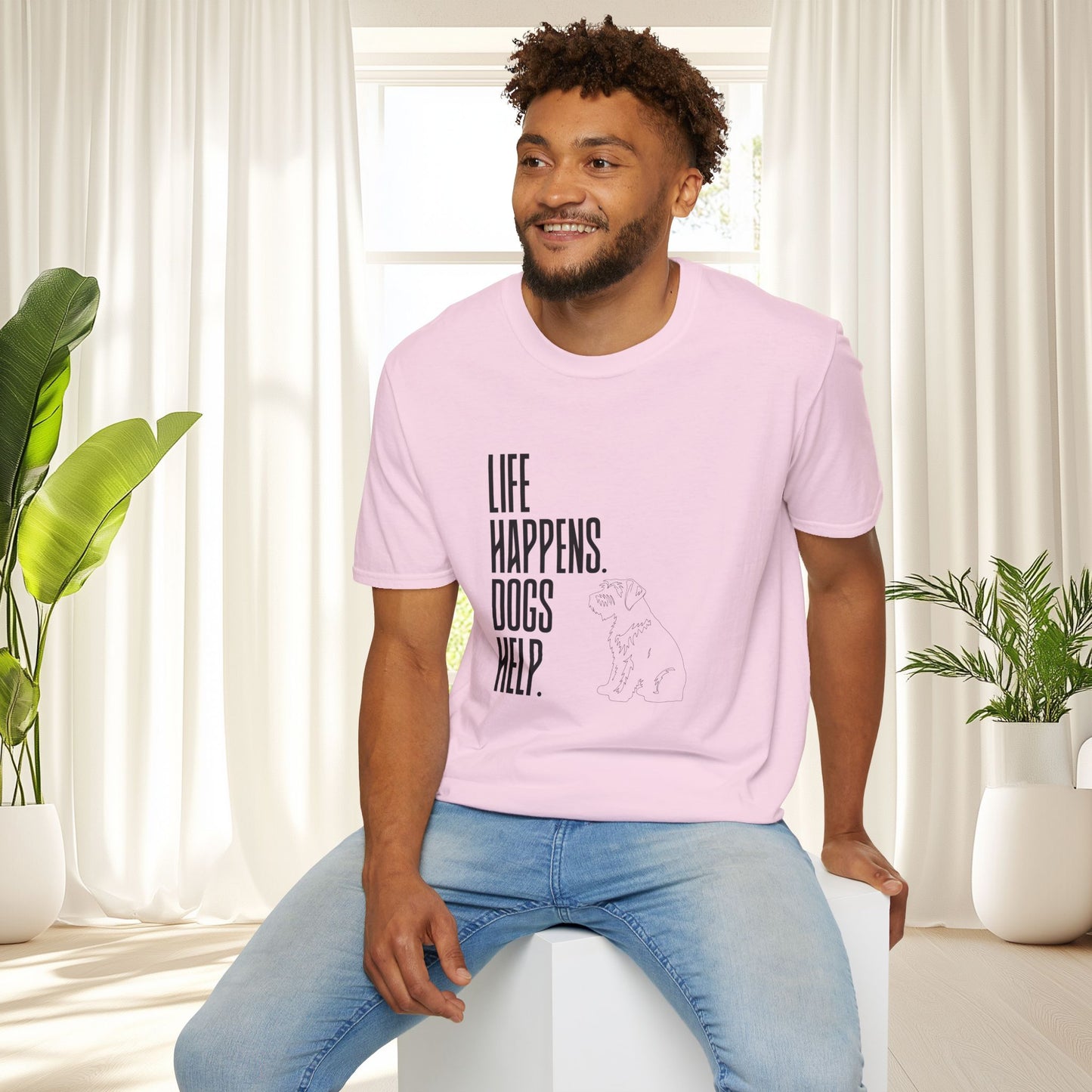 "Life Happens. Dogs Help." Graphic Tee (Casual Pet Lover Shirt)