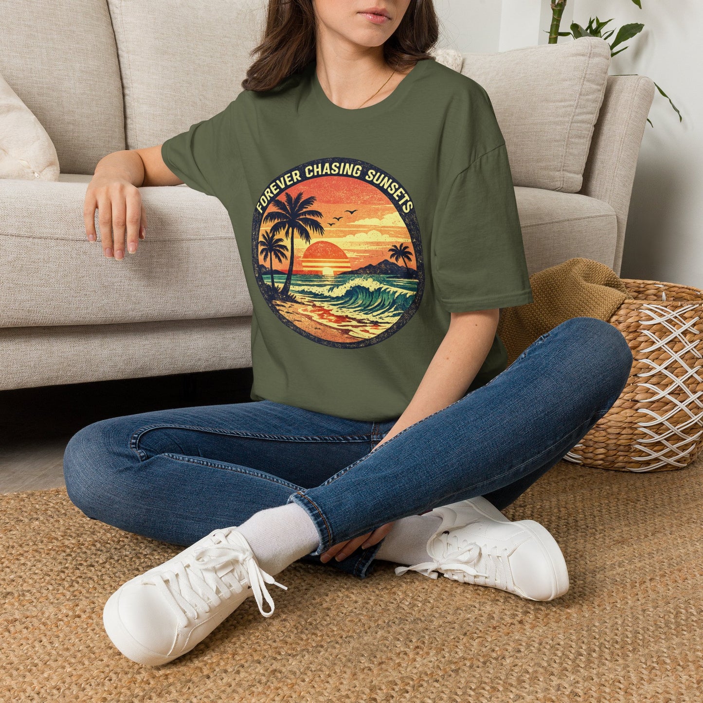 Forever Chasing Sunsets T-Shirt — Vintage Beach Sunset
