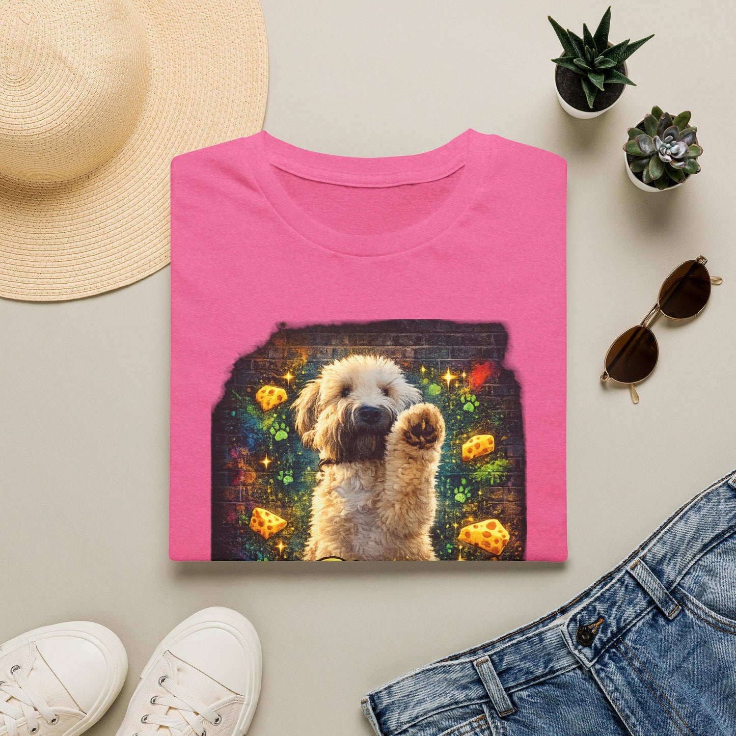 "Stop In the Name of Cheese" Cute Wheaten Puppy Graphic Tee