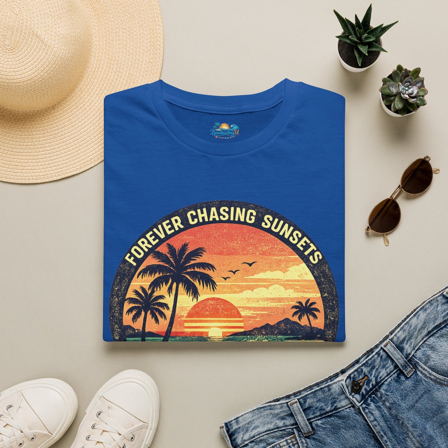 Forever Chasing Sunsets T-Shirt — Vintage Beach Sunset