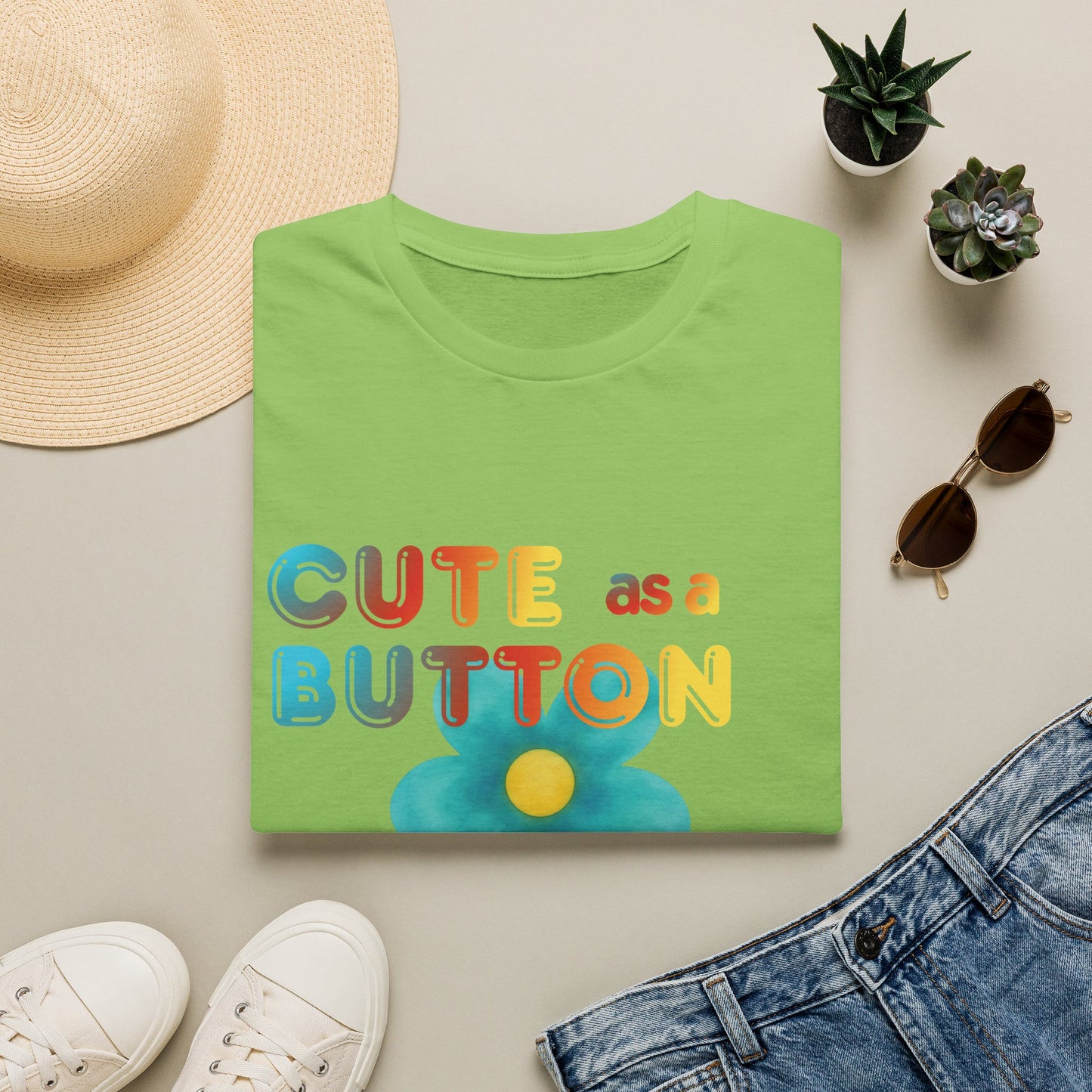Cute as a Button Graphic Tee — Retro Flower "Cute as a Button, Feral as F*ck"