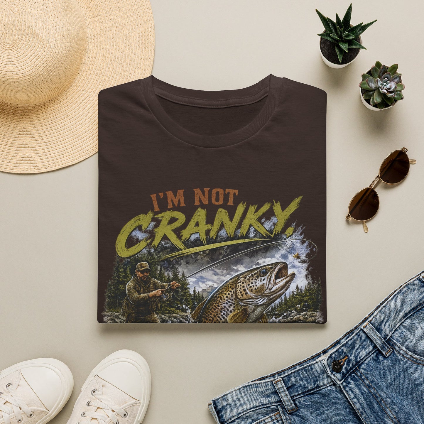 "I’m Not Cranky, I’m Fly" Vintage Trout Fly-Fishing Tee