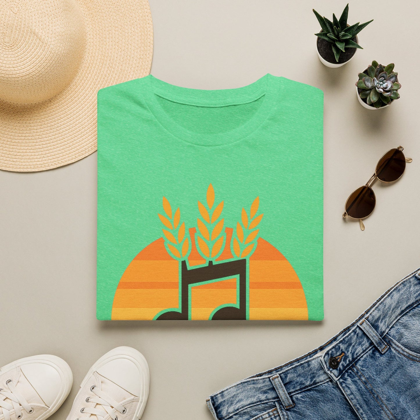 Harvest Harmony T-Shirt | Music Notes with Wheat Sunset