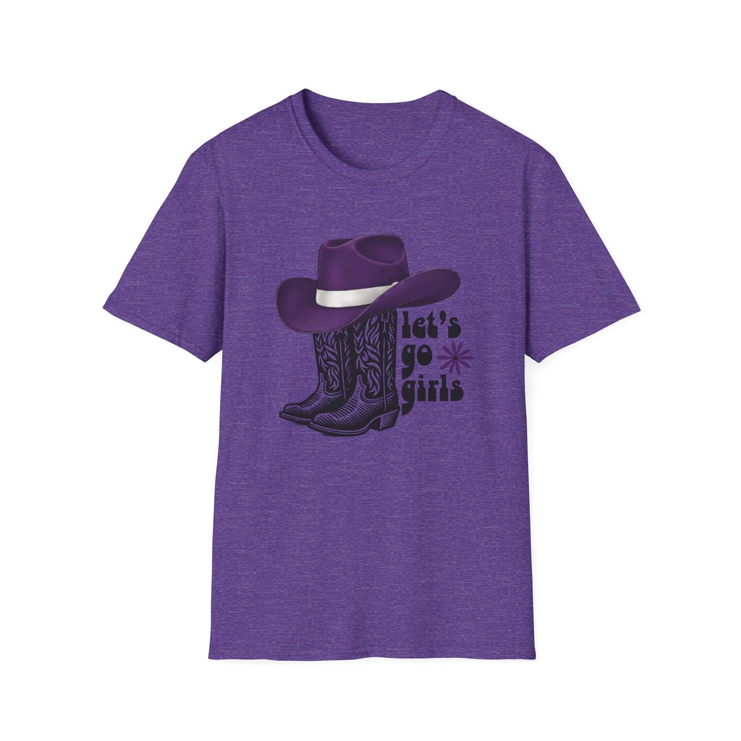 "Let's Go Girls" Cowgirl Boots & Purple Hat Western Graphic Tee