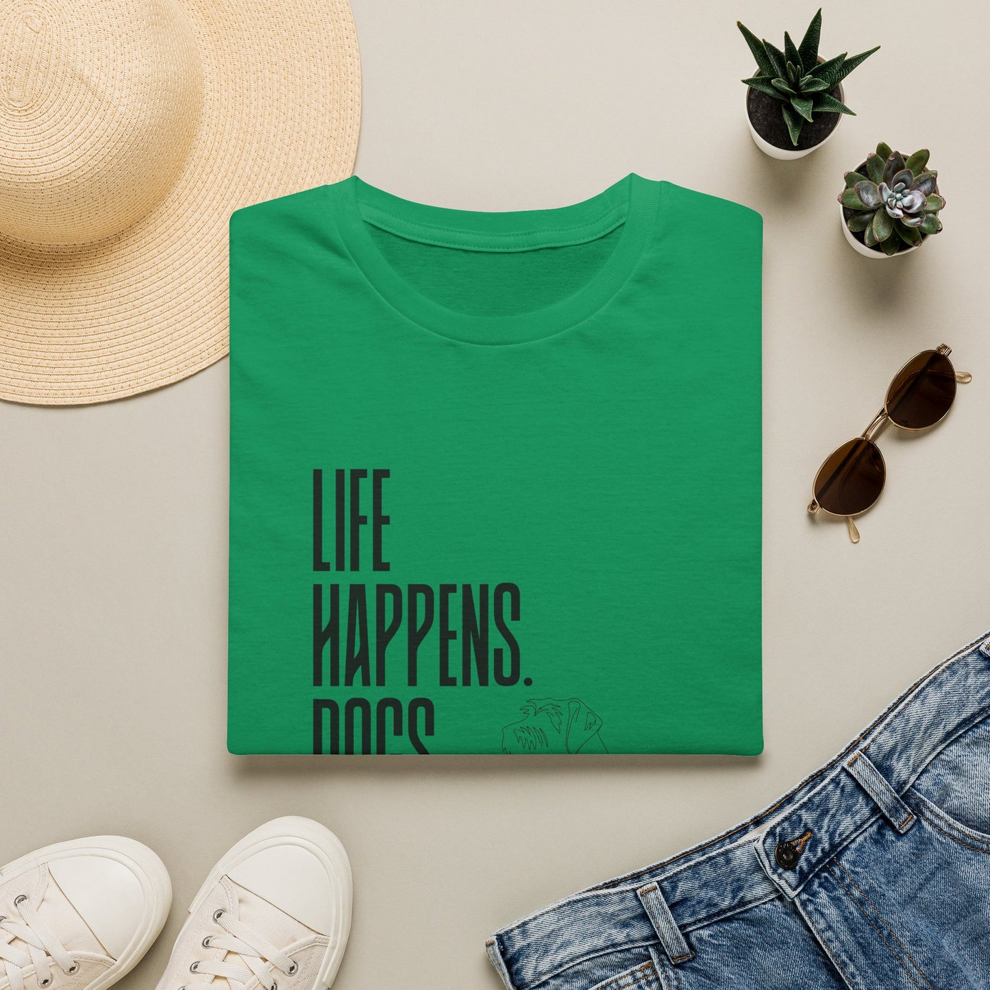 "Life Happens. Dogs Help." Graphic Tee (Casual Pet Lover Shirt)