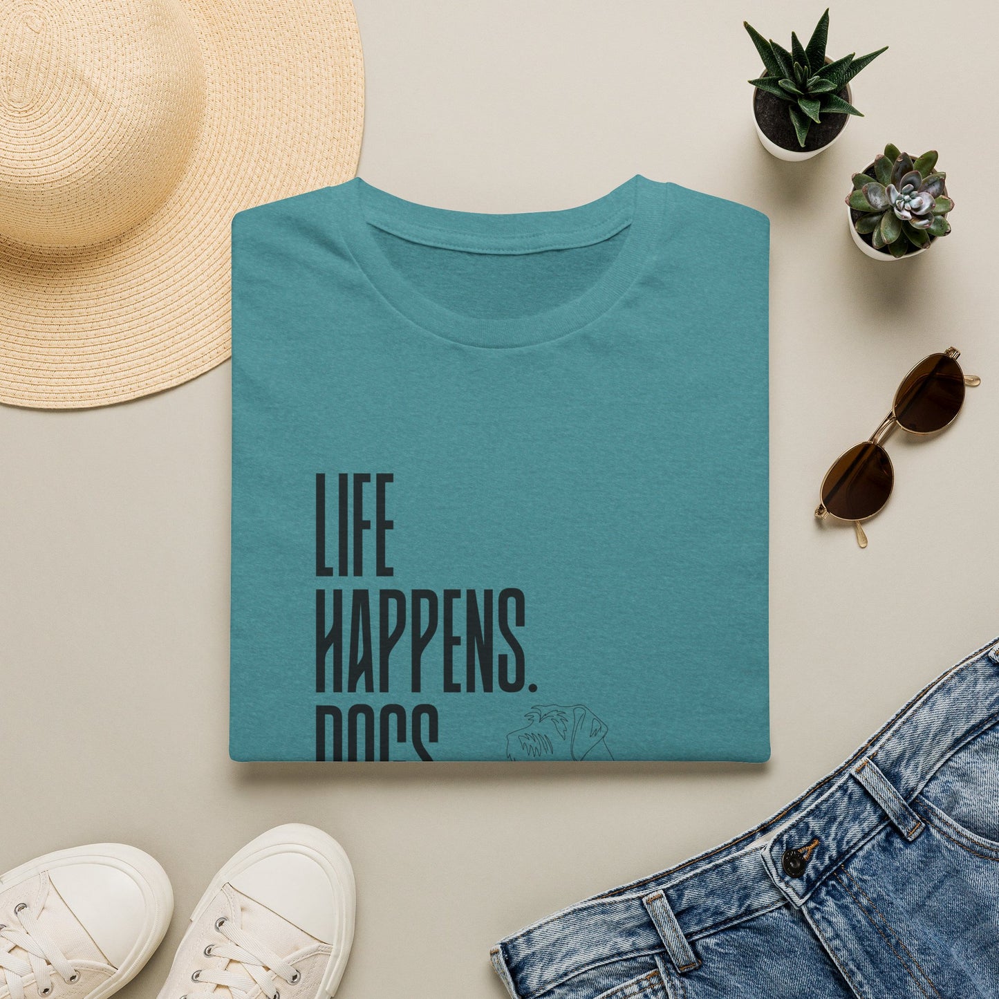 "Life Happens. Dogs Help." Graphic Tee (Casual Pet Lover Shirt)