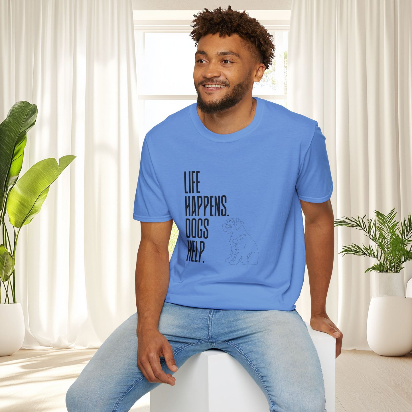 "Life Happens. Dogs Help." Graphic Tee (Casual Pet Lover Shirt)