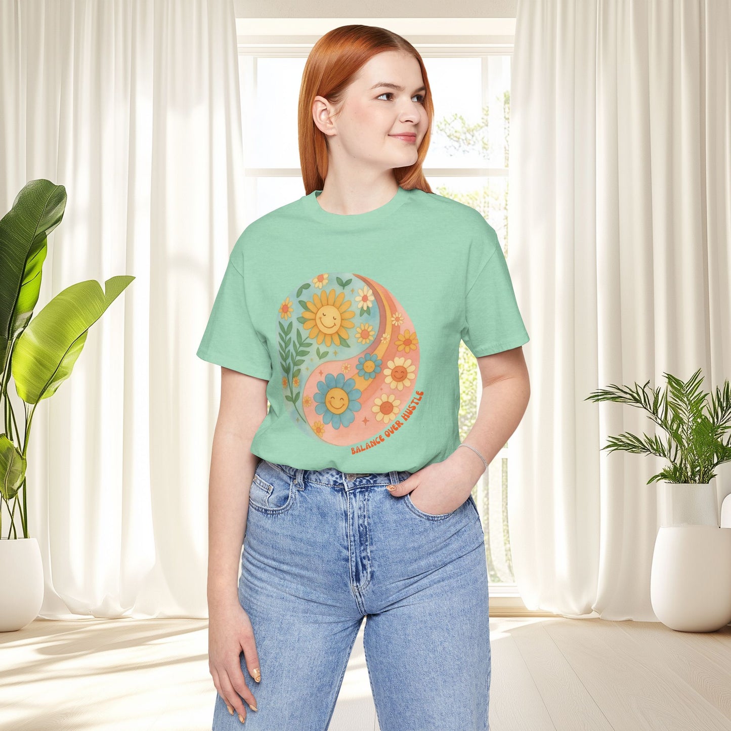 Balance Over Hustle Inspirational Graphic T-Shirt
