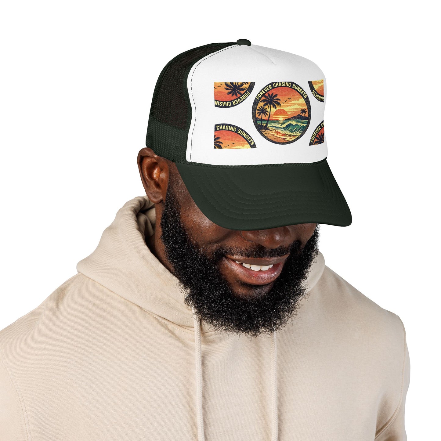 Chasing Sunsets Trucker Hat — Vintage Beach Foam Cap