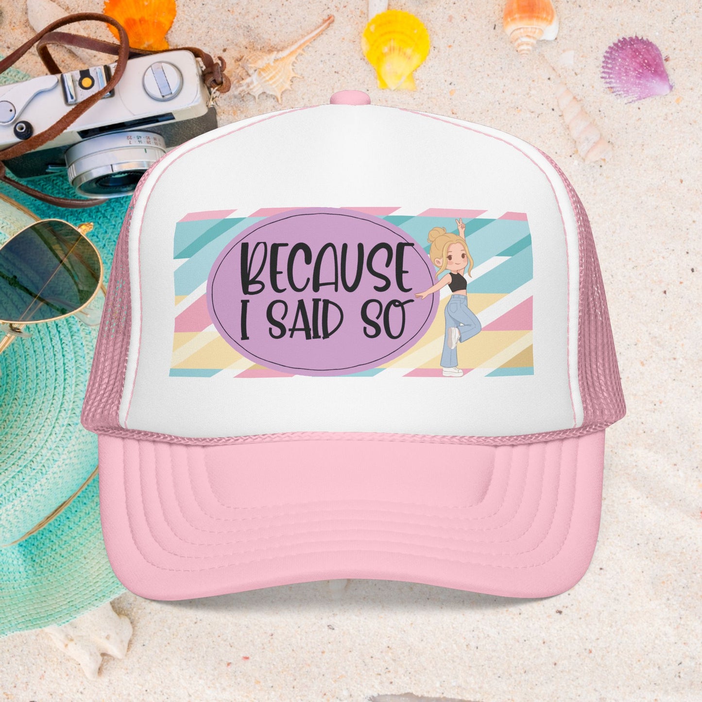 Because I Said So(Geo Purple) - Foam Trucker Hat